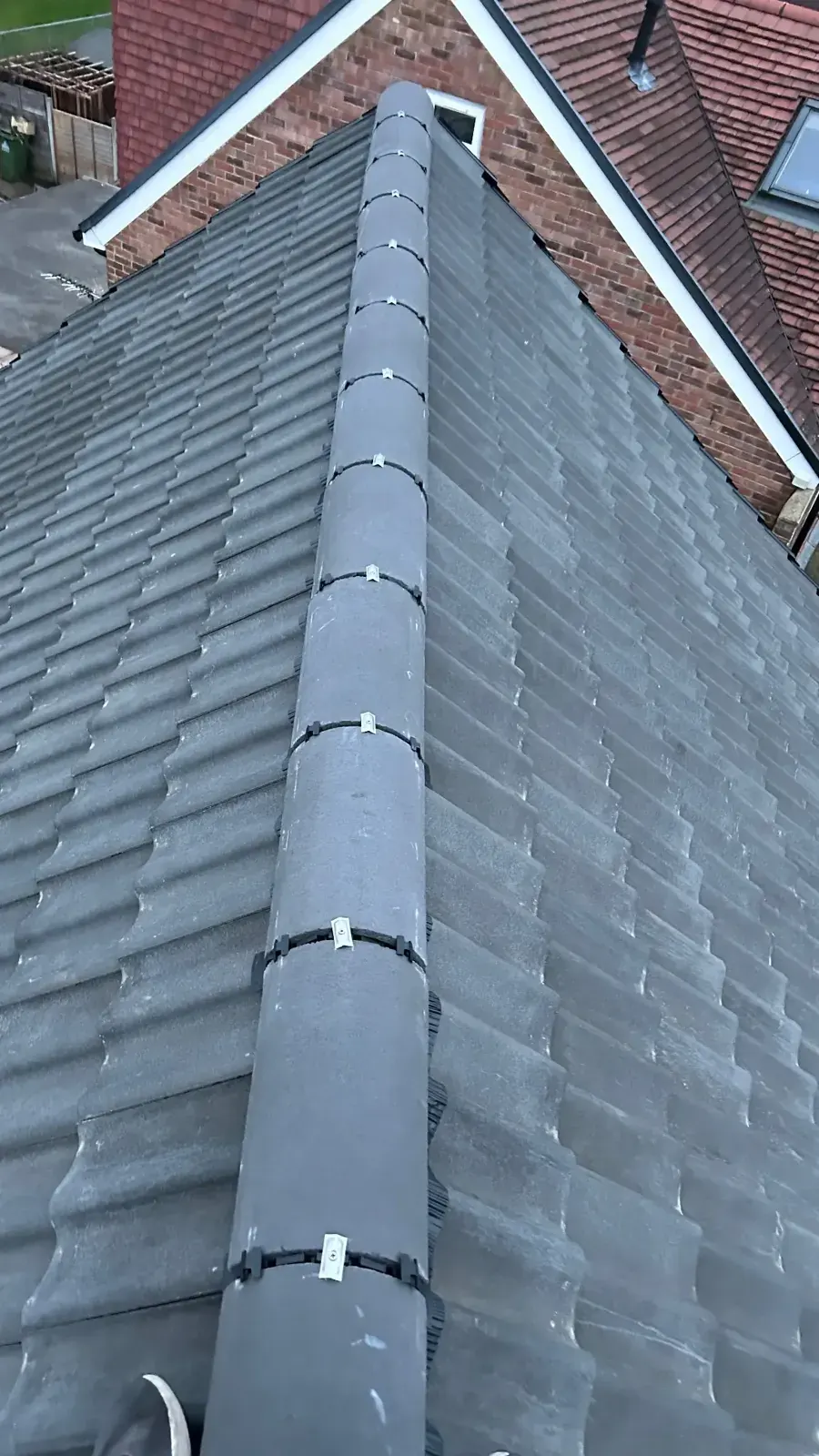 grey tile roof dry ridge system
